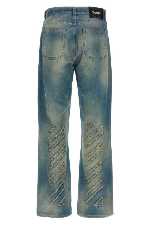 OFF-WHITE 'Diag Raw Patch' jeans For Men 88% cotton 10% polyester 2% of