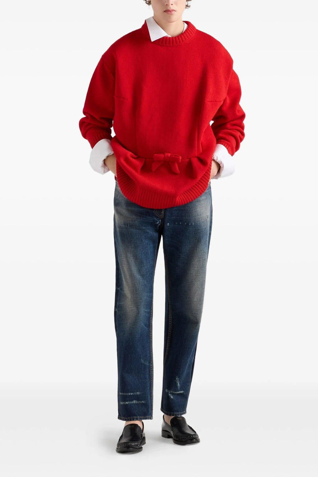 PRADA Bow sweater For Women 100% virgin wool