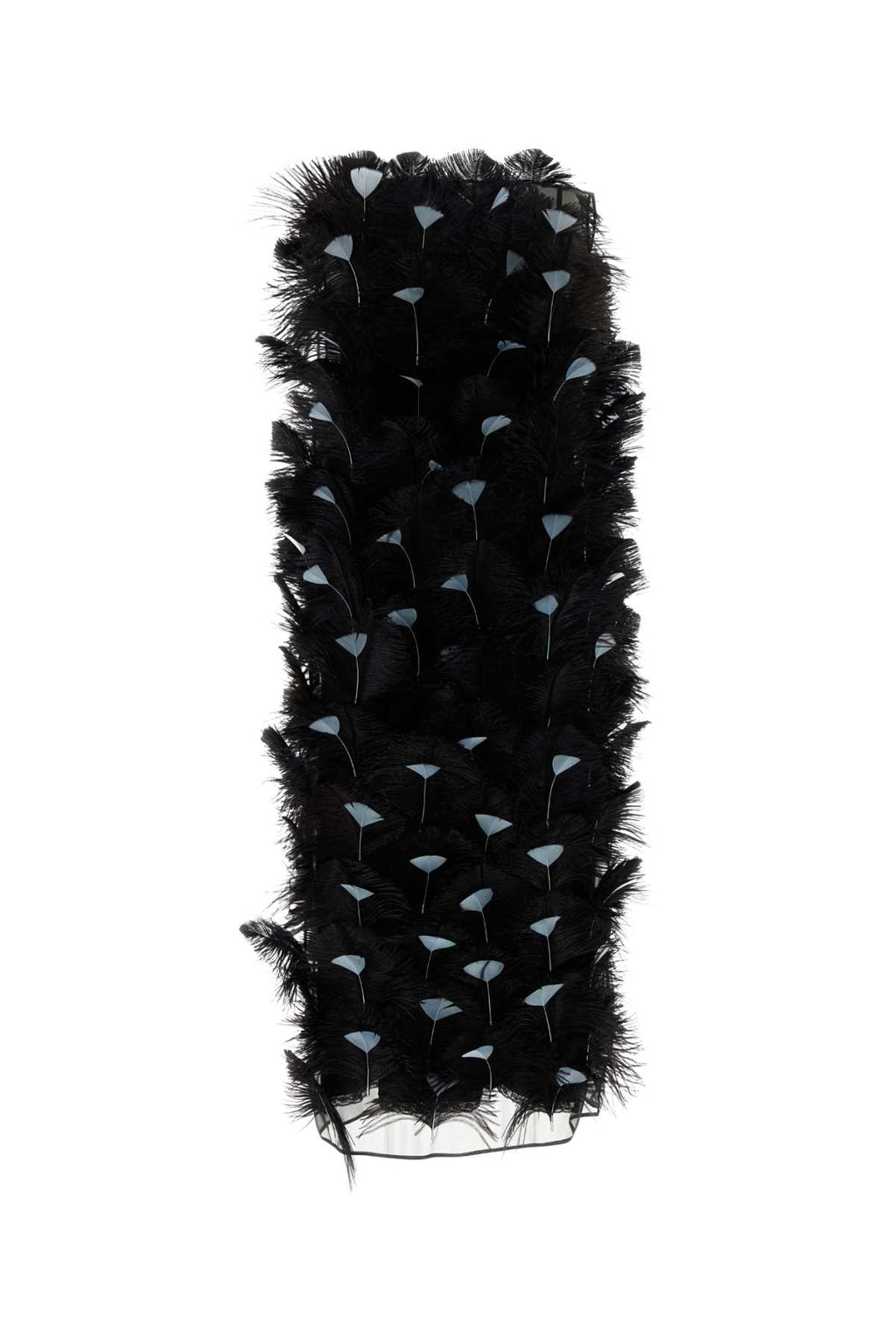 PRADA ABITO For Women Exterior: 100% Silk 100% Ostrich feathers 100% Turkey feathers Lining: 100% Silk