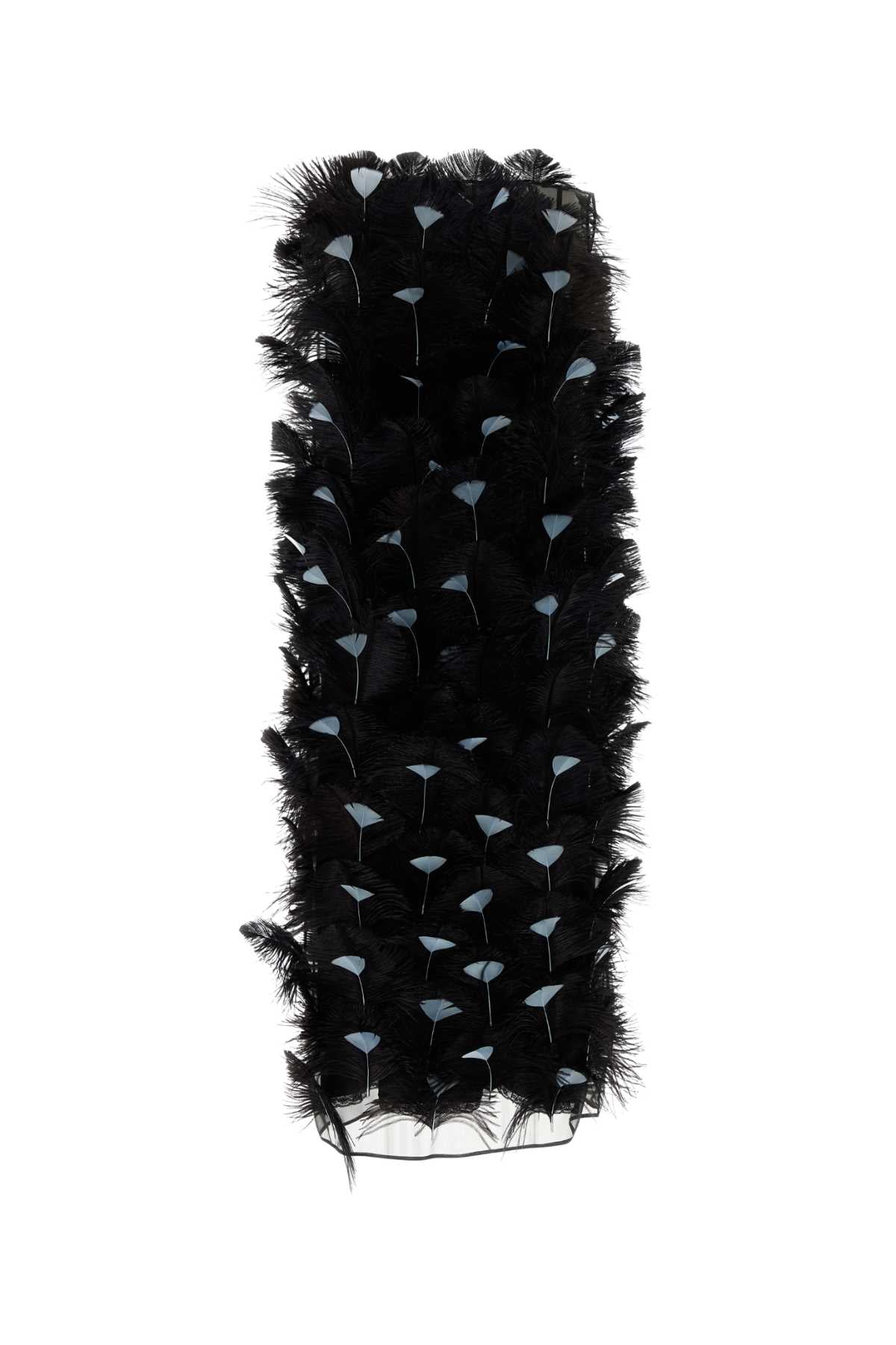 PRADA ABITO For Women Exterior: 100% Silk 100% Ostrich feathers 100% Turkey feathers Lining: 100% Silk
