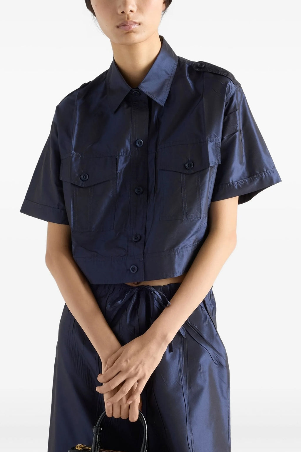 PRADA Cropped taffeta shirt For Women 100% silk