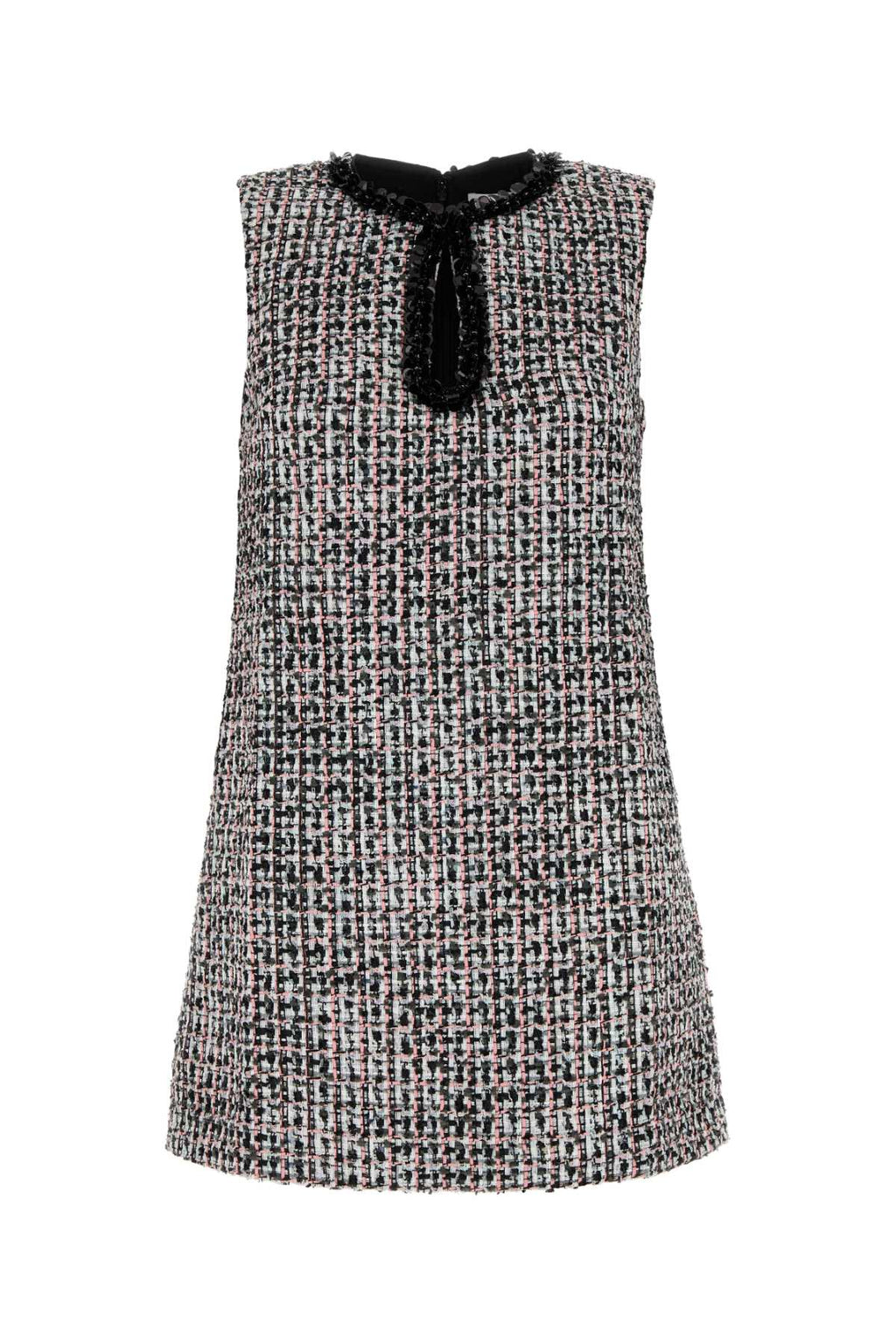 SELF PORTRAIT BLACK BOUCLE EMBELLISHED MINI DRESS For Women Exterior: 93% Polyester 4% Cotton 2% Nylon 1% Viscose Lining: 100% Polyester