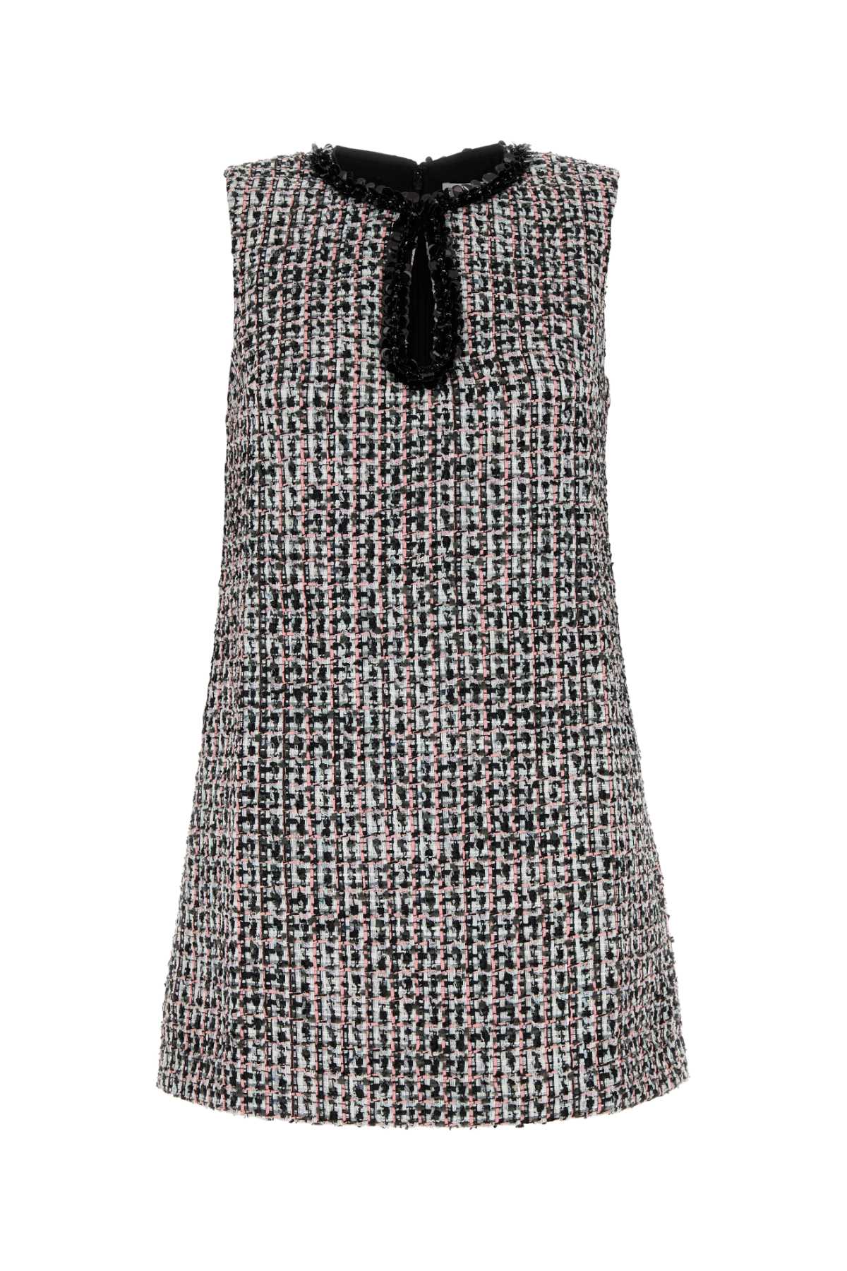 SELF PORTRAIT BLACK BOUCLE EMBELLISHED MINI DRESS For Women Exterior: 93% Polyester 4% Cotton 2% Nylon 1% Viscose Lining: 100% Polyester