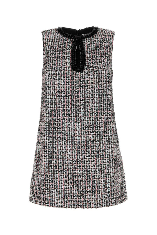 SELF PORTRAIT BLACK BOUCLE EMBELLISHED MINI DRESS For Women Exterior: 93% Polyester 4% Cotton 2% Nylon 1% Viscose Lining: 100% Polyester