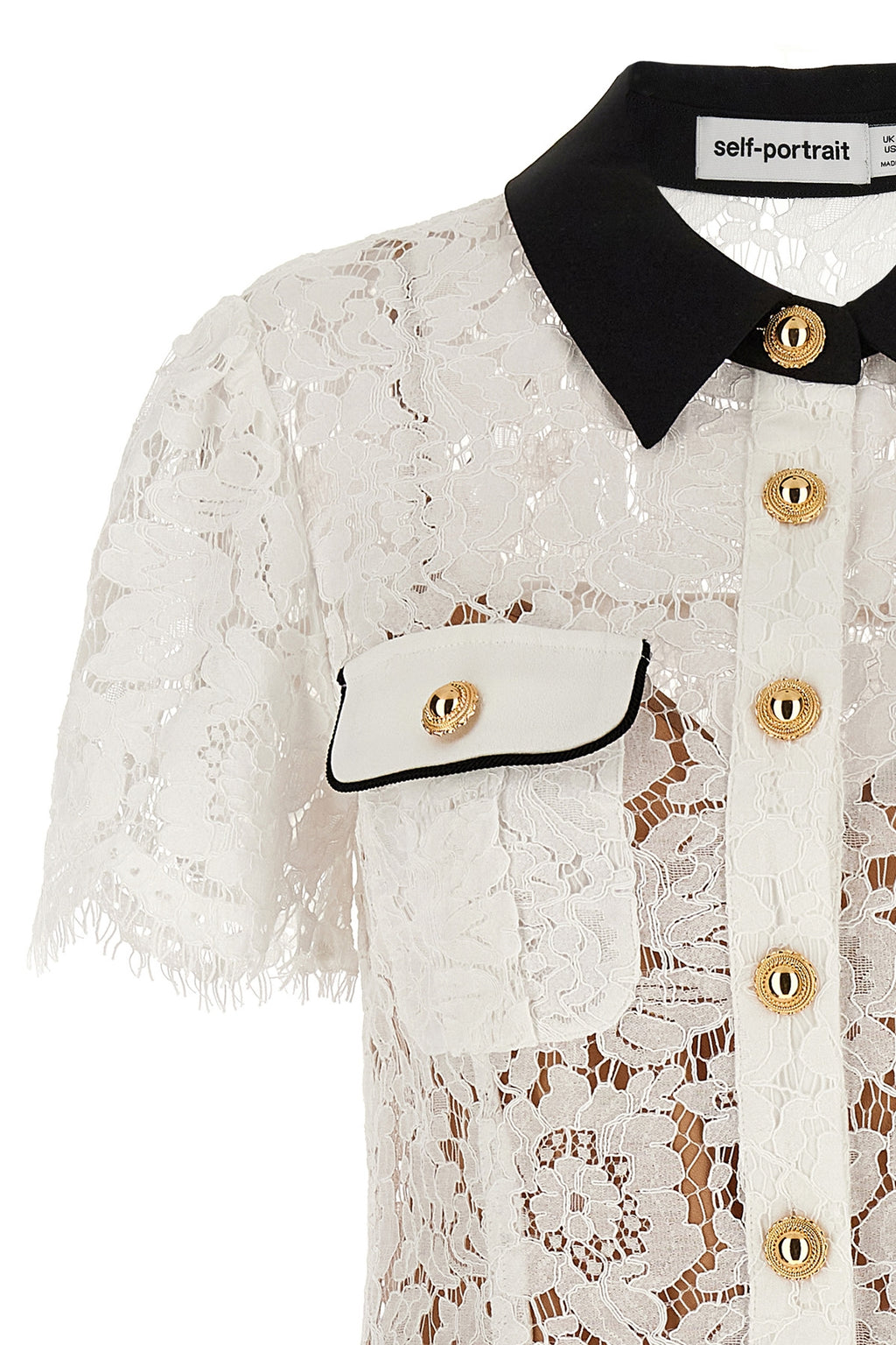 SELF PORTRAIT 'White Lace Contrast Collar Mini' dress For Women 70% polyamide 30% cotton