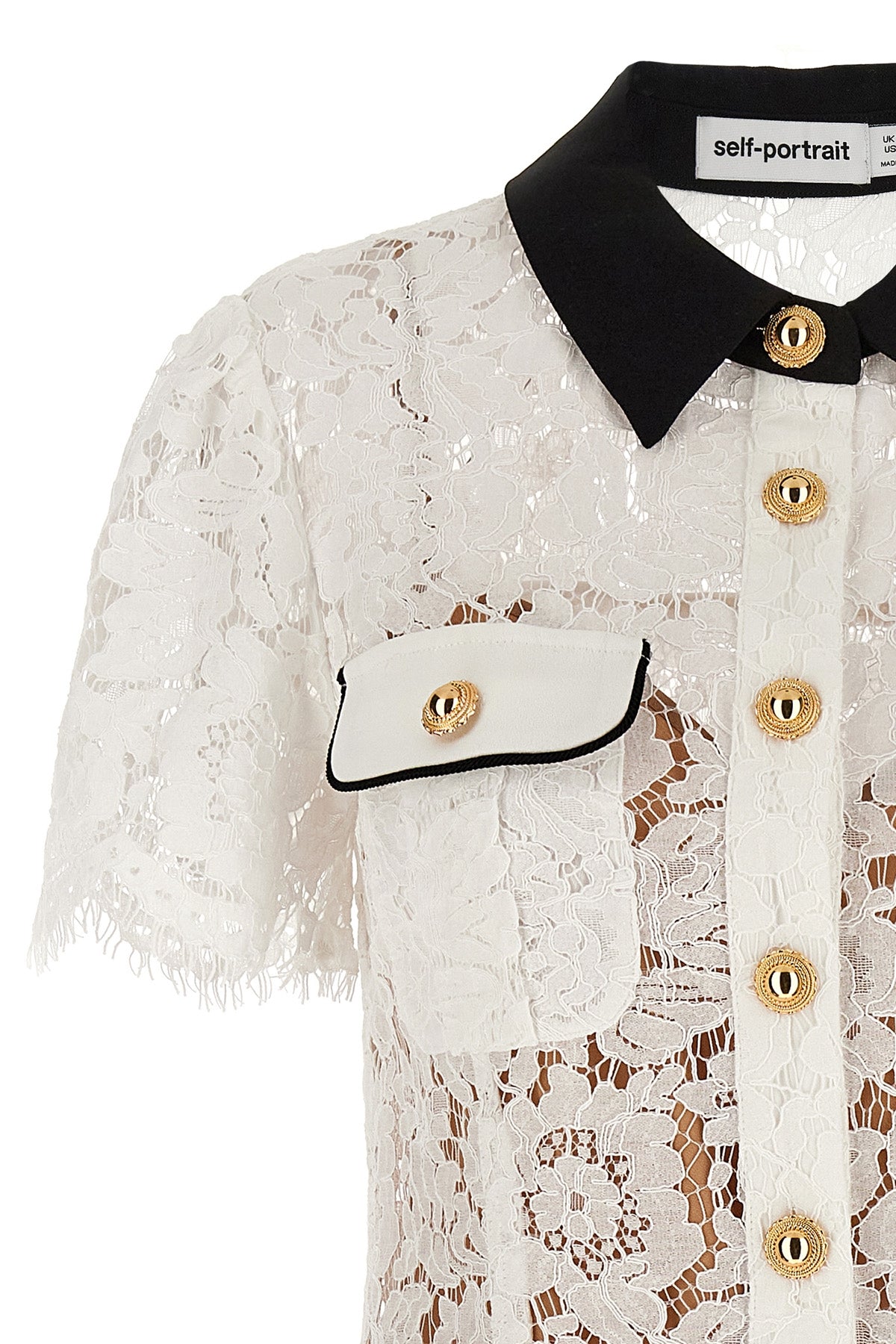 SELF PORTRAIT 'White Lace Contrast Collar Mini' dress For Women 70% polyamide 30% cotton