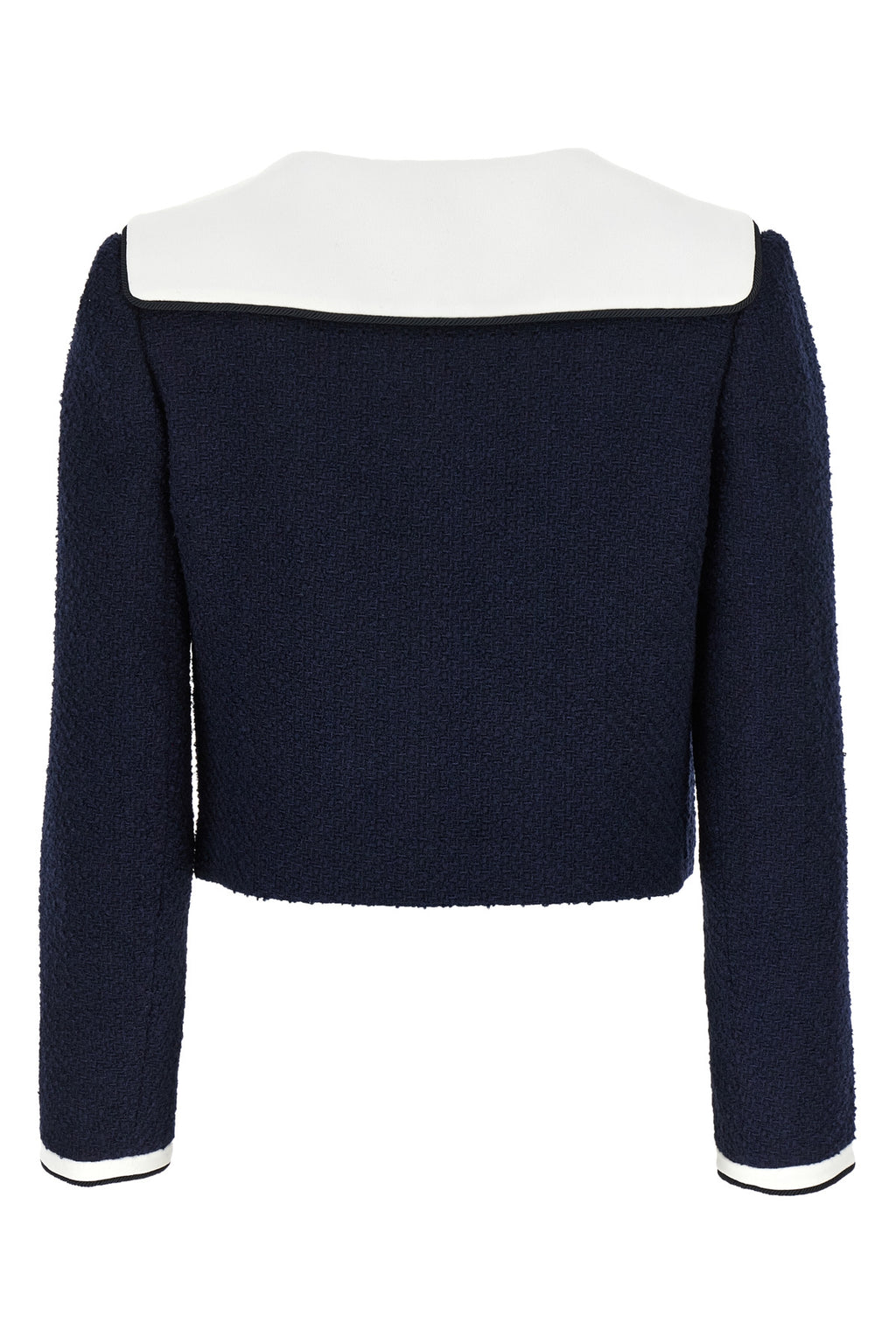 SELF PORTRAIT 'Navy Boucle Contrast Collar' blazer For Women 40% polyester 26% acrylic 24% wool 10% polyamide