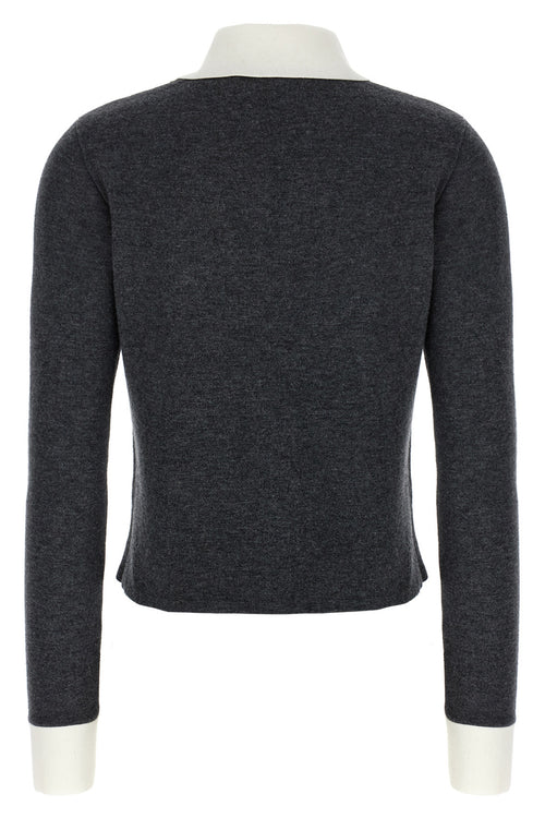 SELF PORTRAIT 'Grey Contrast Collar' cardigan For Women 83% wo, 9% pa, 7% ws, 1% ea