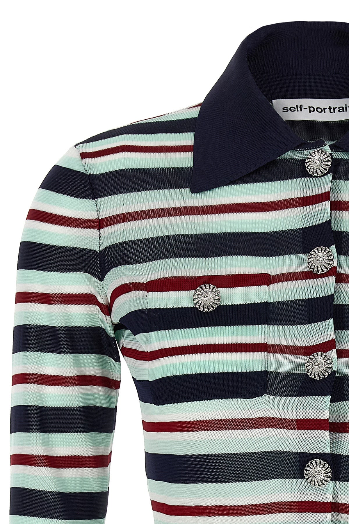 SELF PORTRAIT 'Navy Striped Viscose Knit' cardigan For Women 100% viscose
