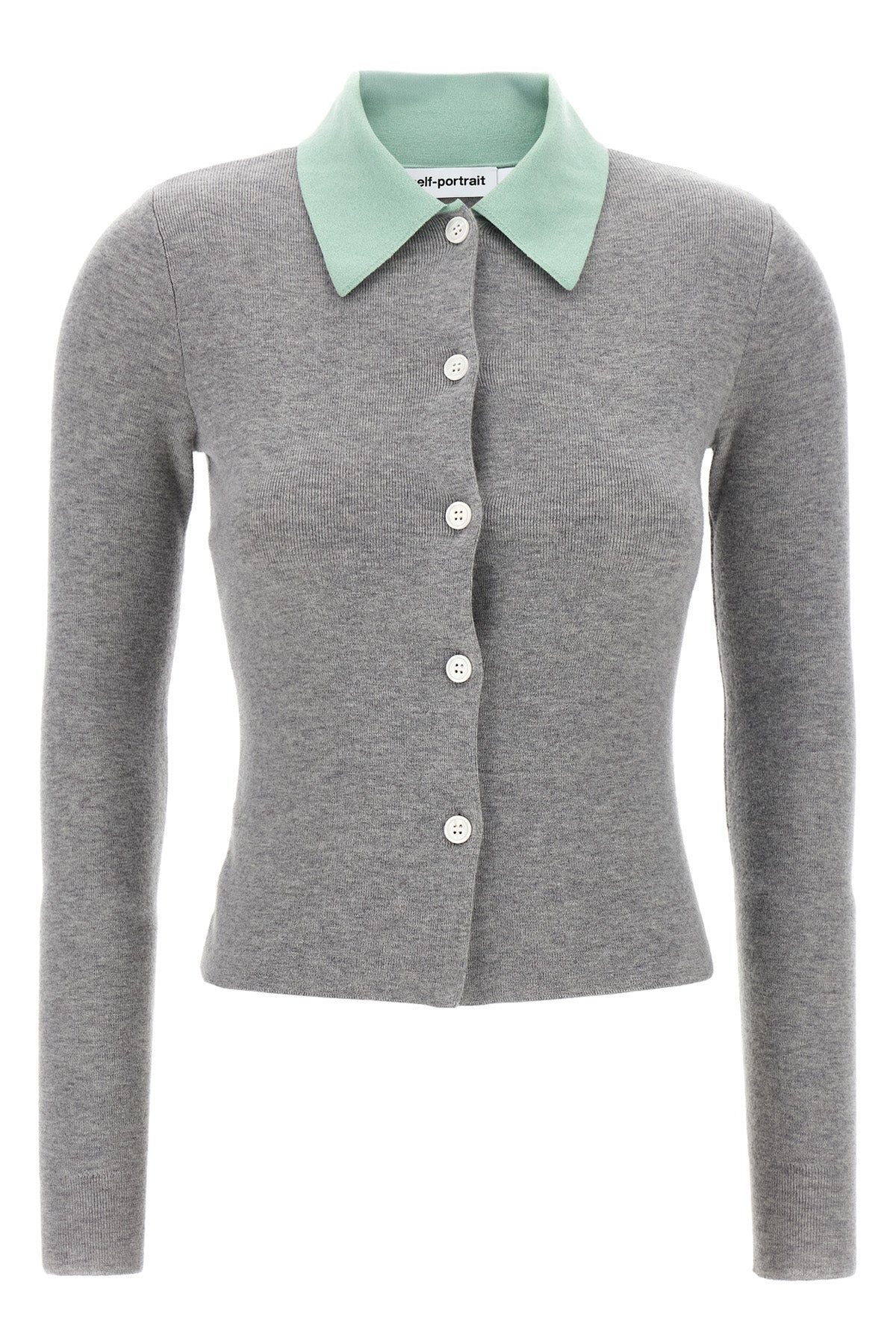 SELF PORTRAIT 'Grey Merino Wool' cardigan For Women 100% wool