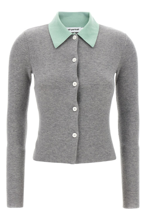 SELF PORTRAIT 'Grey Merino Wool' cardigan For Women 100% wool