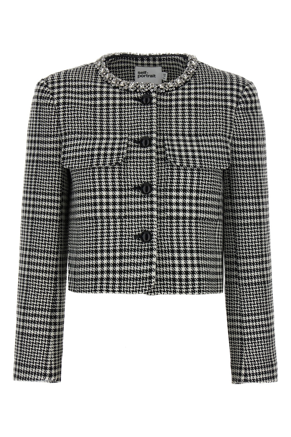 SELF PORTRAIT 'Houndstooth Crystal Trim' blazer