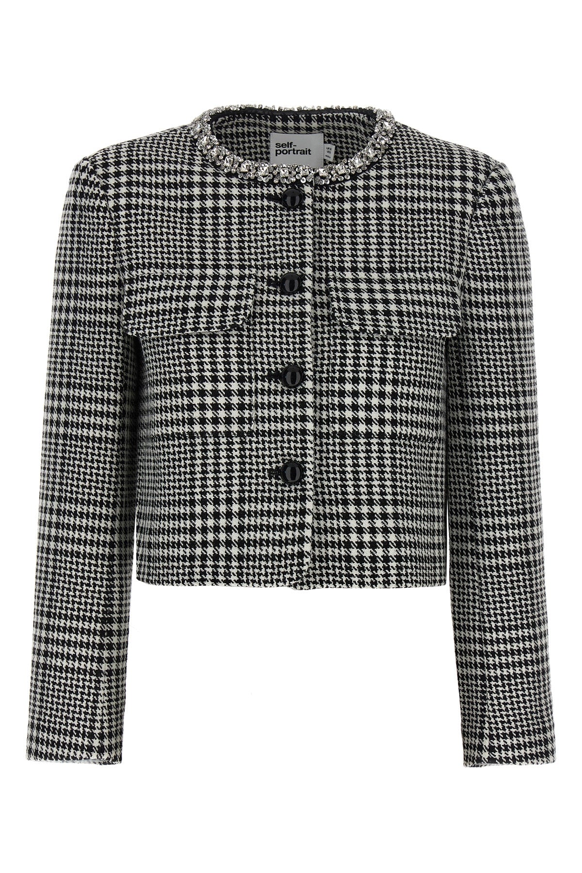SELF PORTRAIT 'Houndstooth Crystal Trim' blazer
