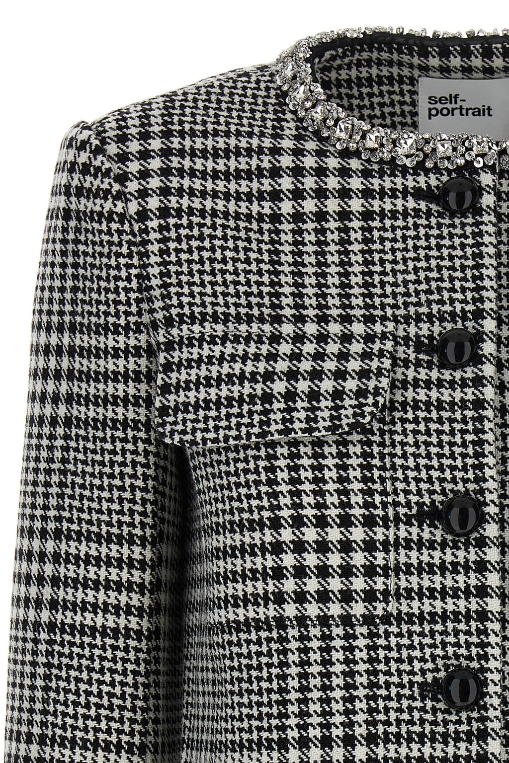 SELF PORTRAIT 'Houndstooth Crystal Trim' blazer