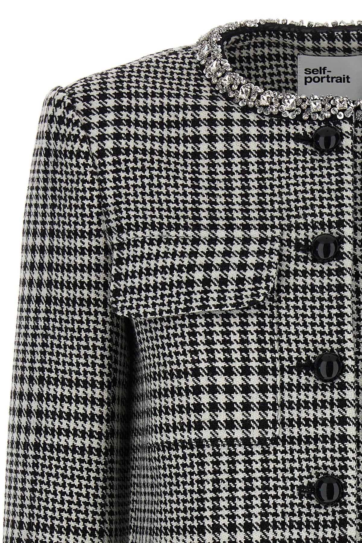 SELF PORTRAIT 'Houndstooth Crystal Trim' blazer