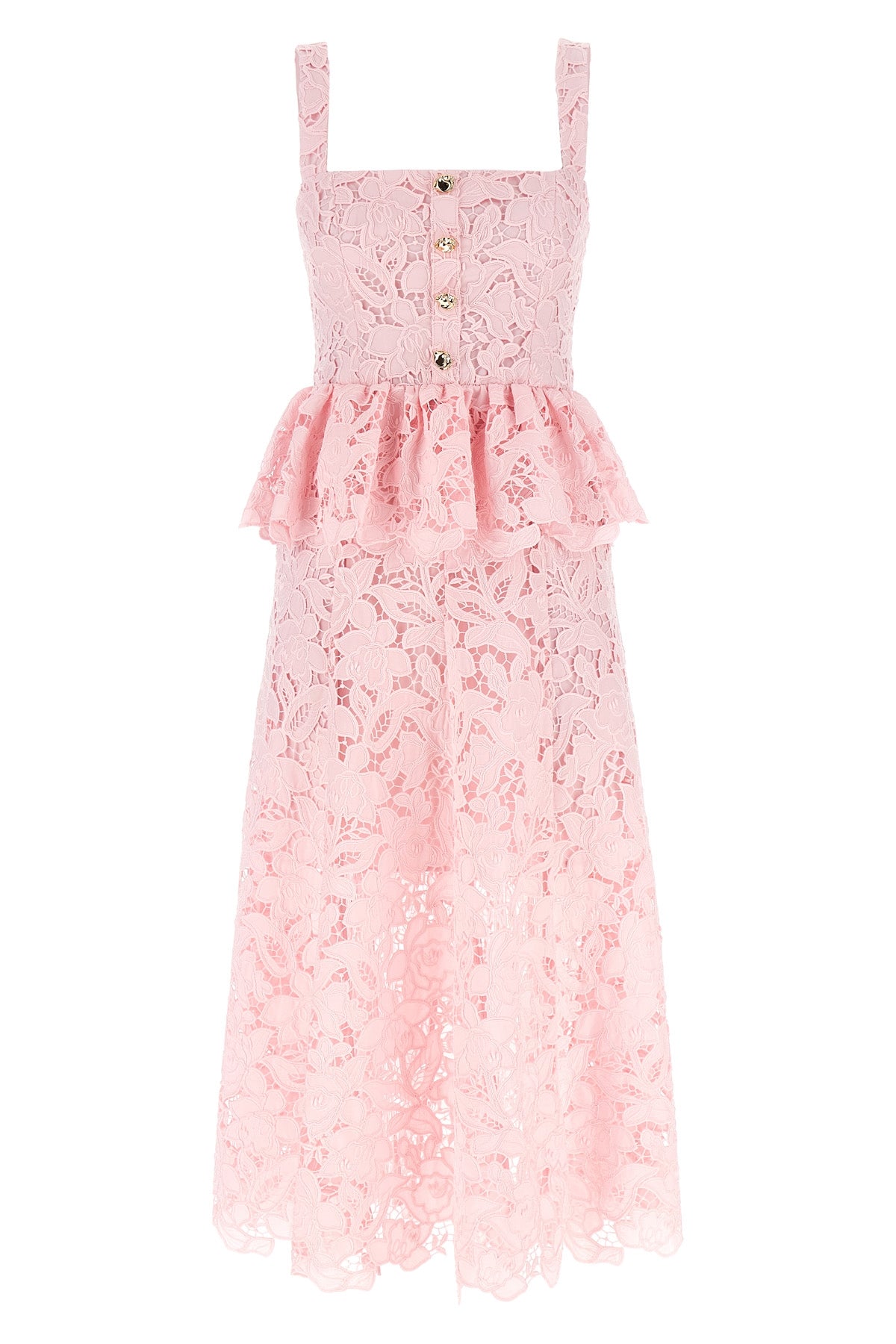 SELF PORTRAIT 'Pink Lace Peplum Midi' dress For Women 100% polyester