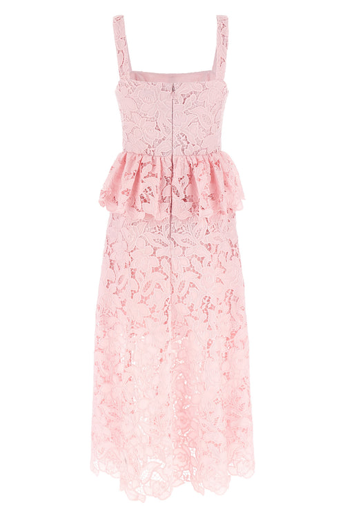 SELF PORTRAIT 'Pink Lace Peplum Midi' dress For Women 100% polyester