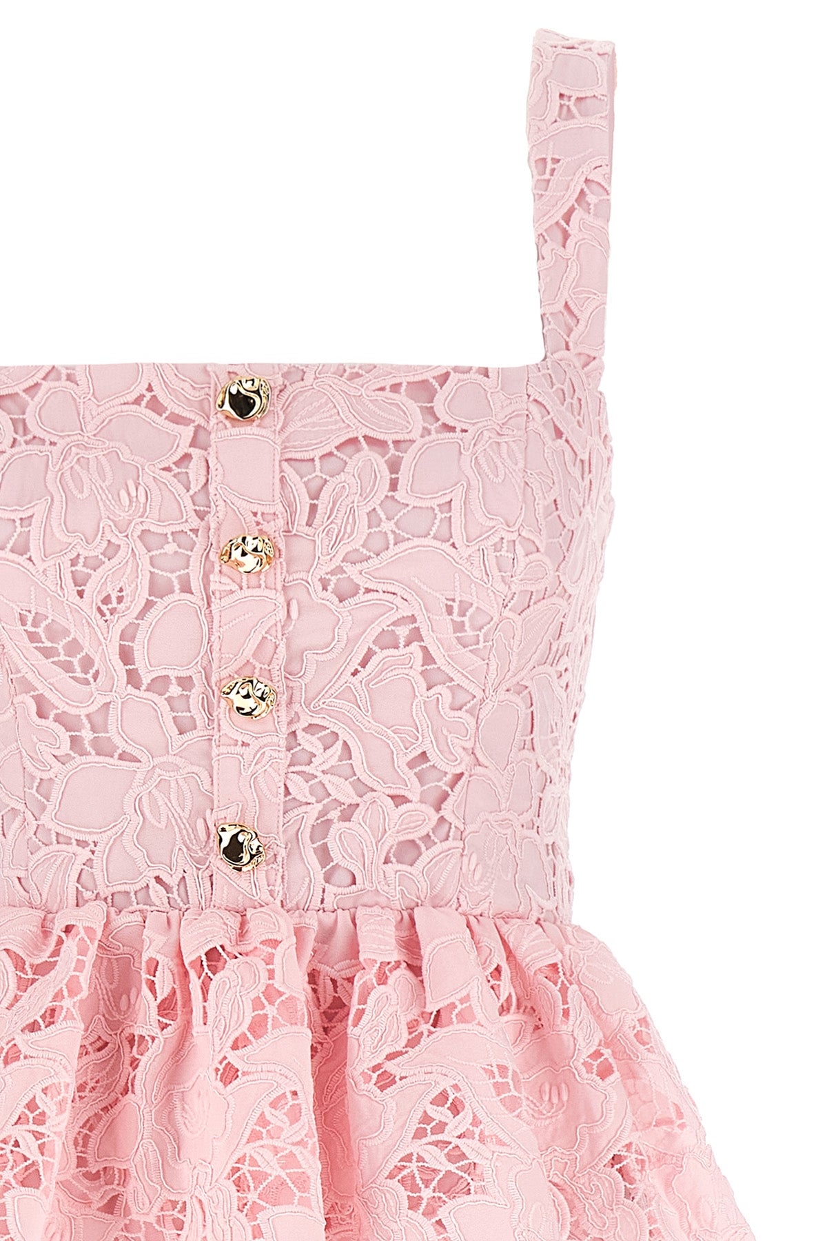 SELF PORTRAIT 'Pink Lace Peplum Midi' dress For Women 100% polyester