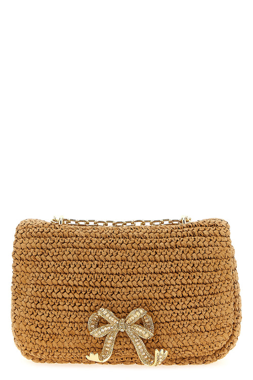 SELF PORTRAIT 'Raffia bow charm' shoulder bag For Women 100% RAFFIA