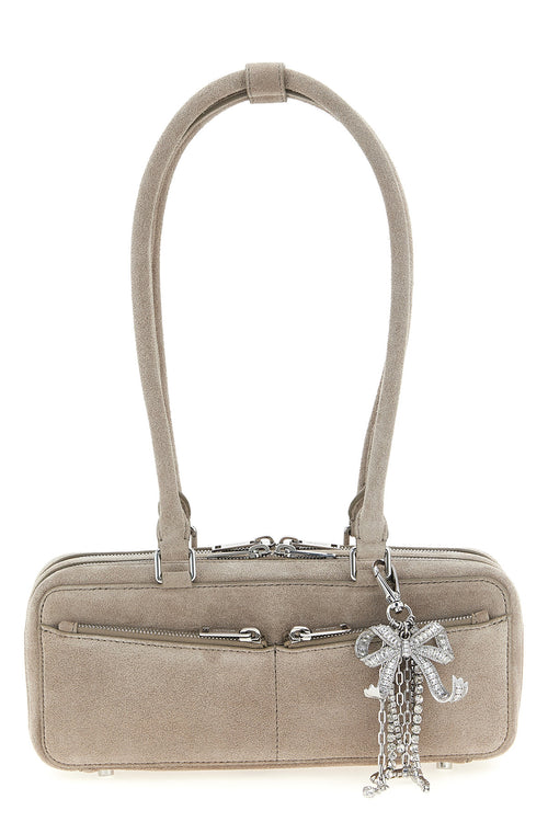 SELF PORTRAIT 'Tan suede baguette with charm' shoulder bag For Women 100% lamb leather (Ovis Aries)