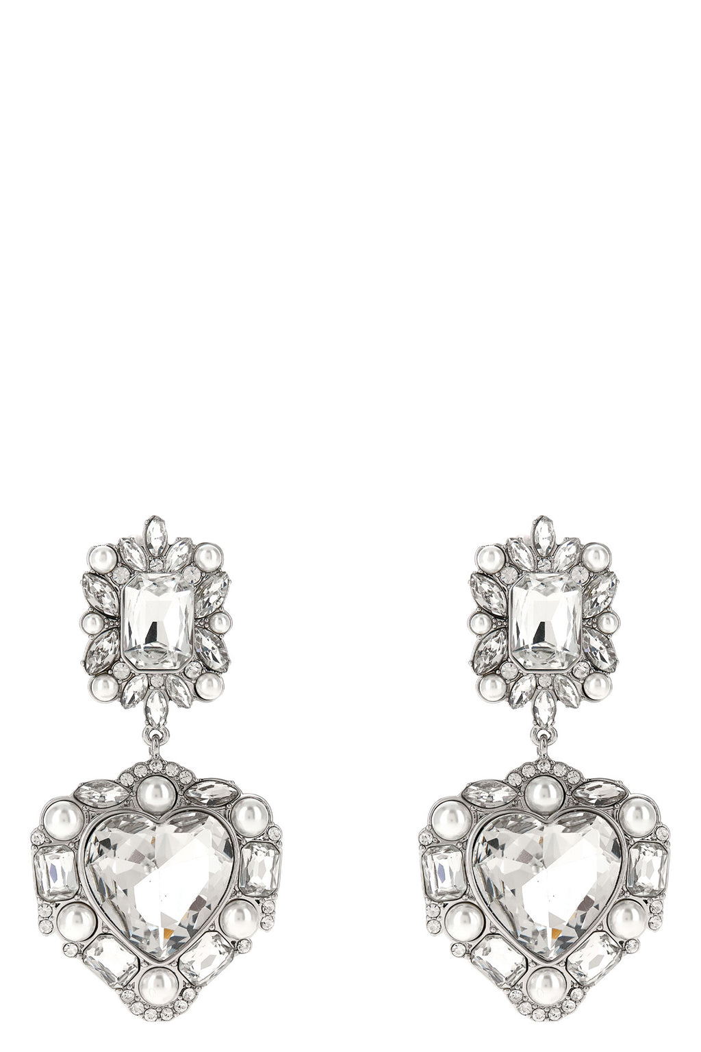 SELF PORTRAIT 'Crystal Pearl Tiered Heart' earrings For Women 94% cotton 5% polyester 1% elastane