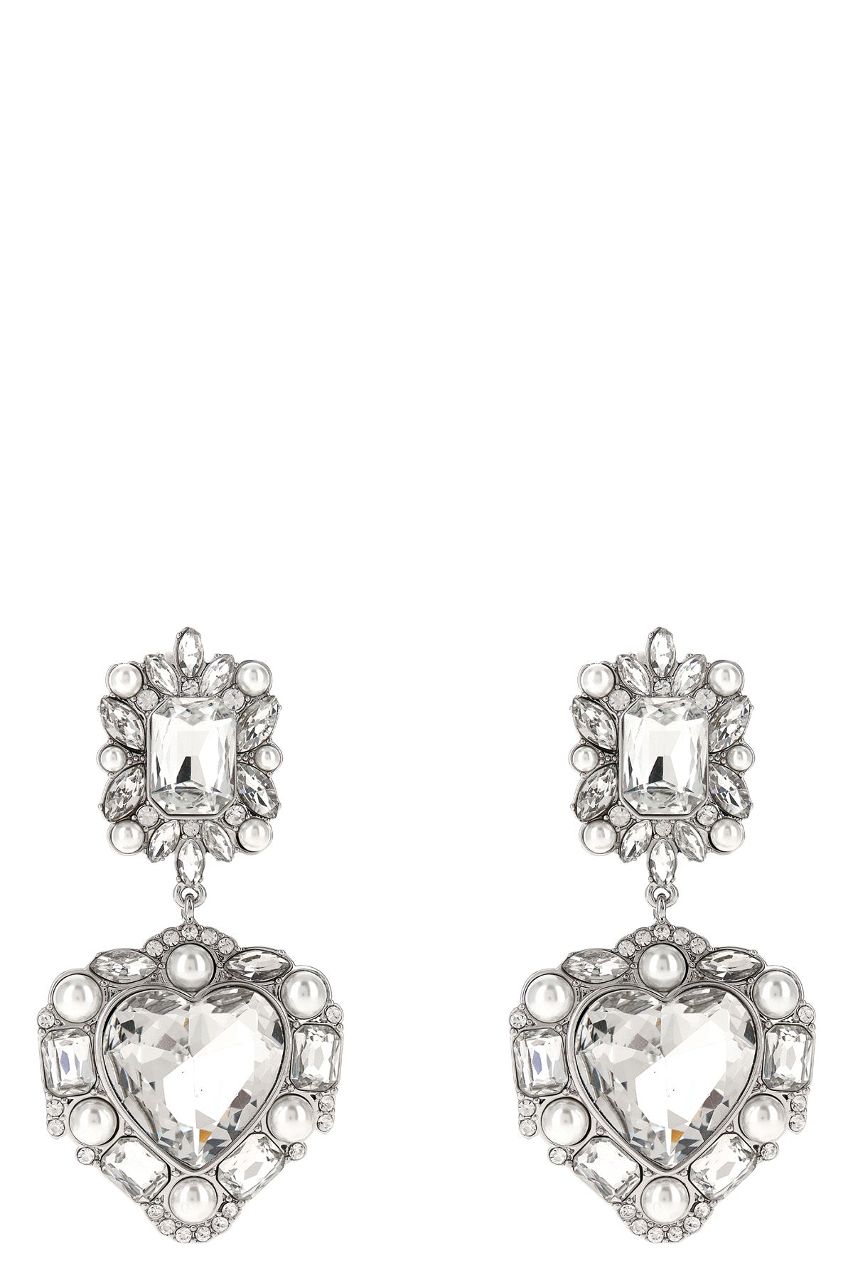SELF PORTRAIT 'Crystal Pearl Tiered Heart' earrings For Women 94% cotton 5% polyester 1% elastane