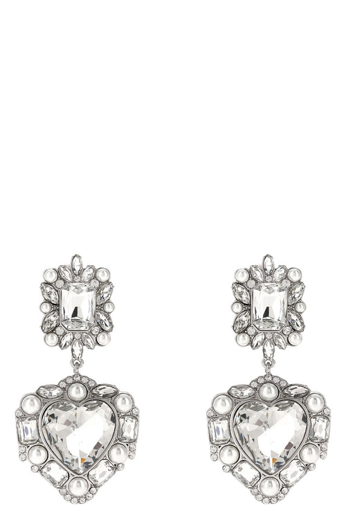 SELF PORTRAIT 'Crystal Pearl Tiered Heart' earrings For Women 94% cotton 5% polyester 1% elastane