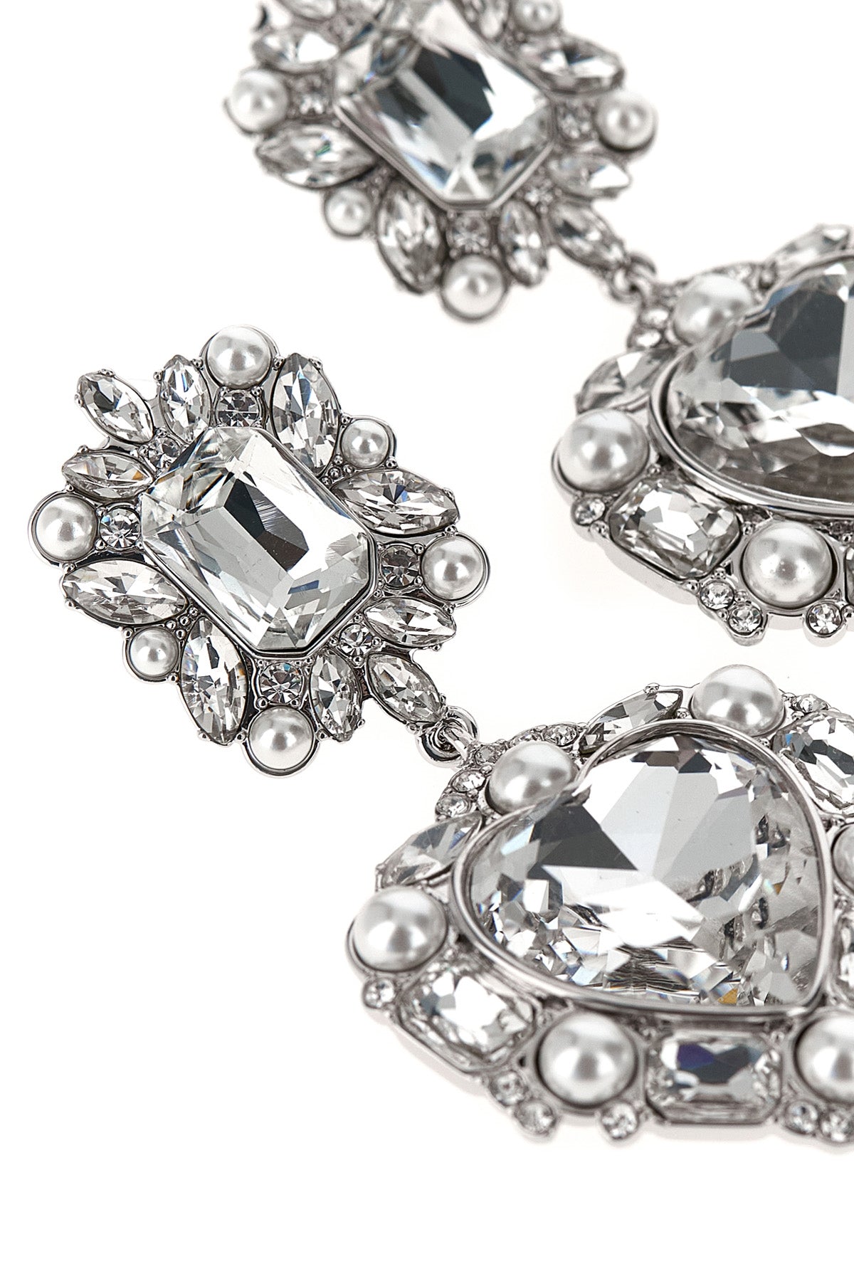 SELF PORTRAIT 'Crystal Pearl Tiered Heart' earrings For Women 94% cotton 5% polyester 1% elastane