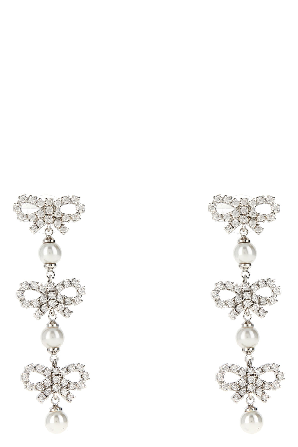 SELF PORTRAIT 'Micro Bow Pearl Tiered' earrings For Women 94% cotton 5% polyester 1% elastane
