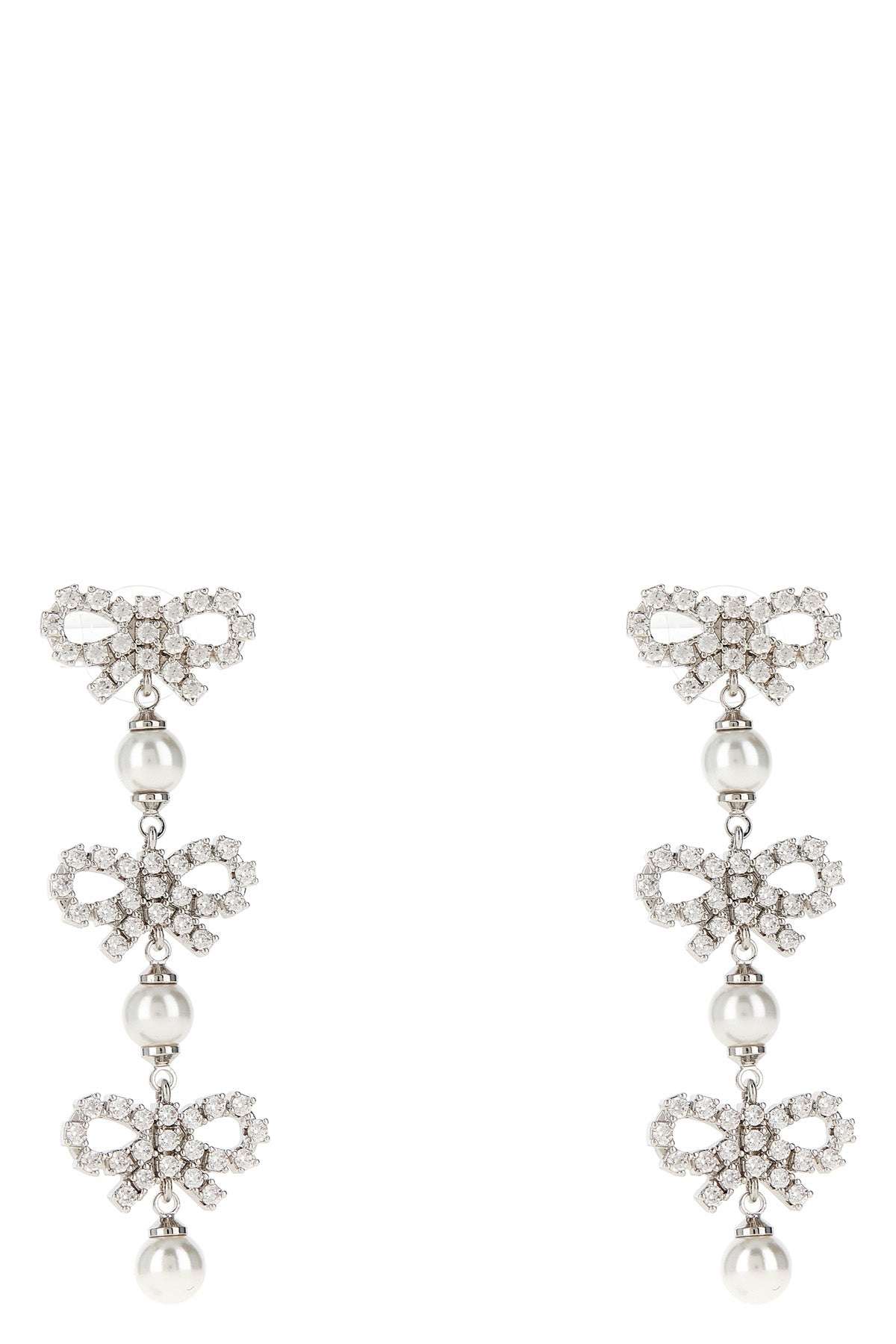 SELF PORTRAIT 'Micro Bow Pearl Tiered' earrings For Women 94% cotton 5% polyester 1% elastane