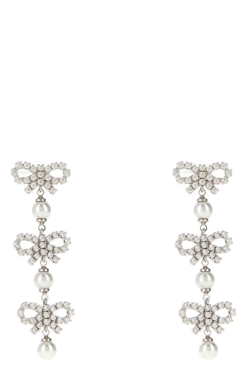 SELF PORTRAIT 'Micro Bow Pearl Tiered' earrings For Women 94% cotton 5% polyester 1% elastane