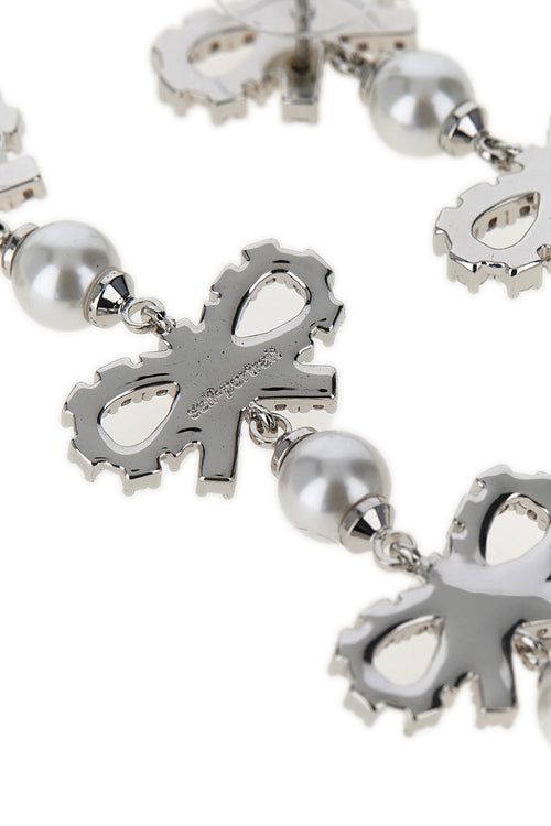 SELF PORTRAIT 'Micro Bow Pearl Tiered' earrings For Women 94% cotton 5% polyester 1% elastane