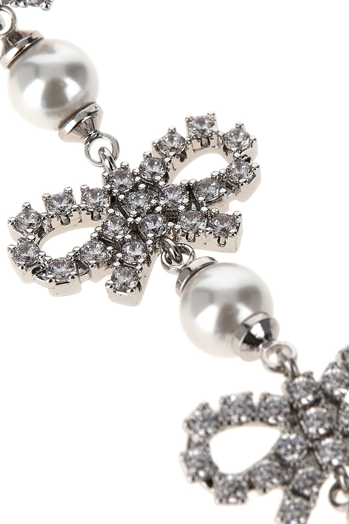 SELF PORTRAIT 'Micro Bow Pearl Tiered' earrings For Women 94% cotton 5% polyester 1% elastane
