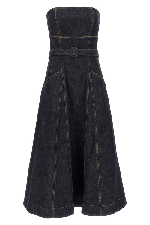 SELF PORTRAIT 'Indigo Denim Bandeau Midi Dress' dress For Women 94% cotton 5% polyamide 1% elastane