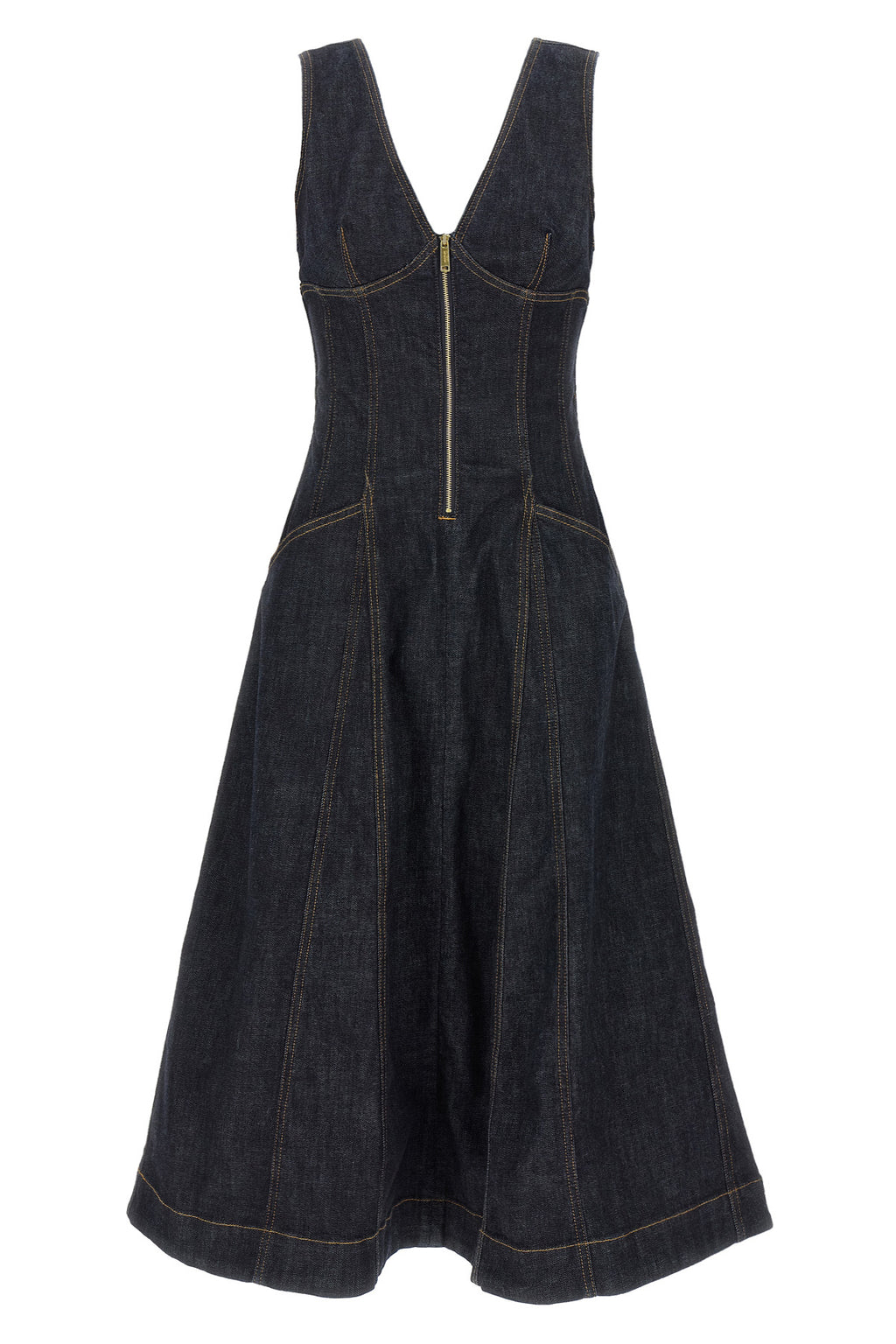 SELF PORTRAIT 'Indigo Denim Midi' dress For Women 94% cotton 5% polyamide 1% elastane