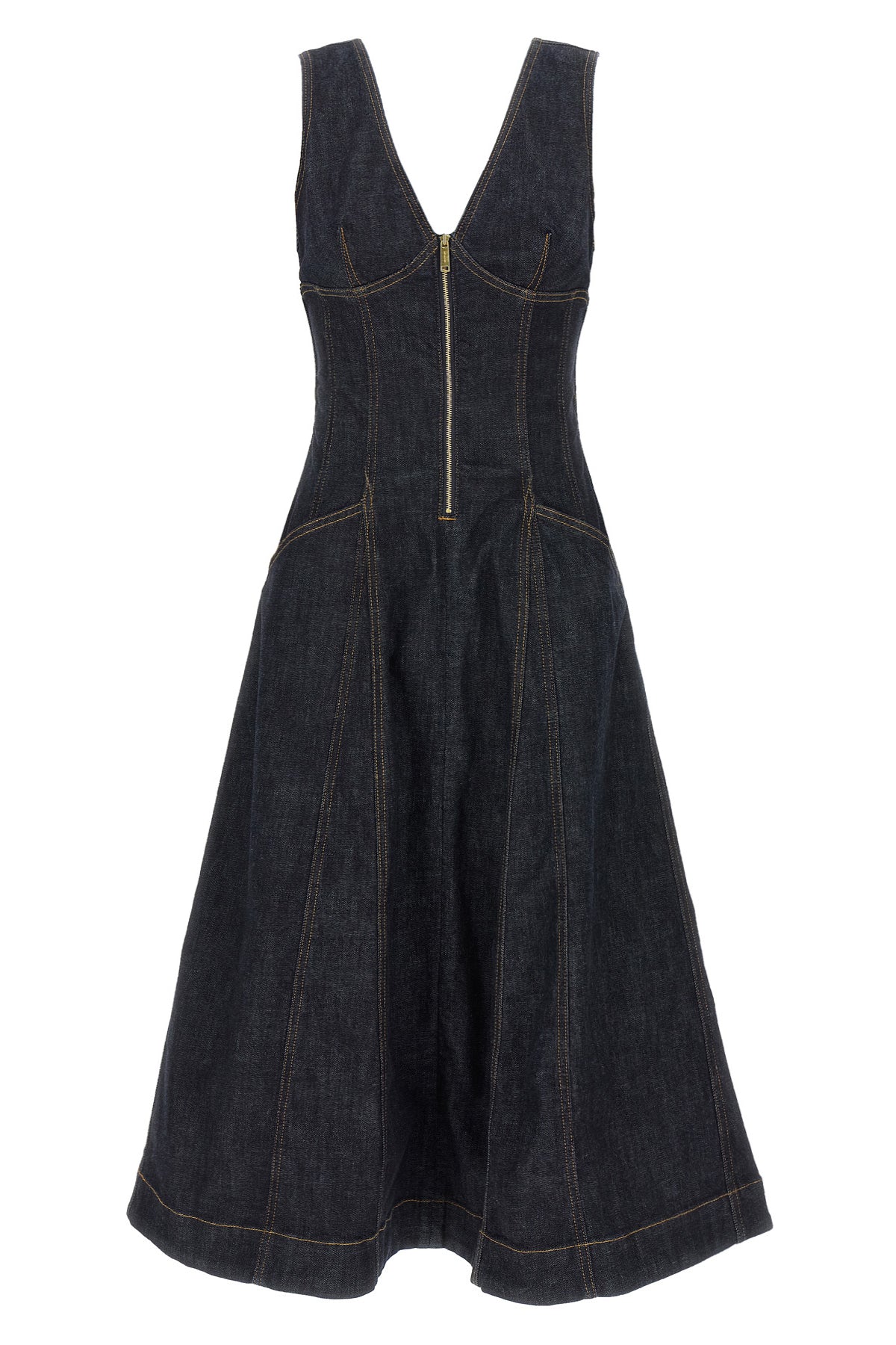 SELF PORTRAIT 'Indigo Denim Midi' dress For Women 94% cotton 5% polyamide 1% elastane