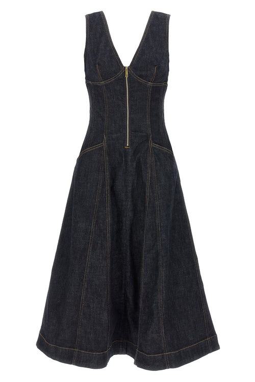 SELF PORTRAIT 'Indigo Denim Midi' dress For Women 94% cotton 5% polyamide 1% elastane