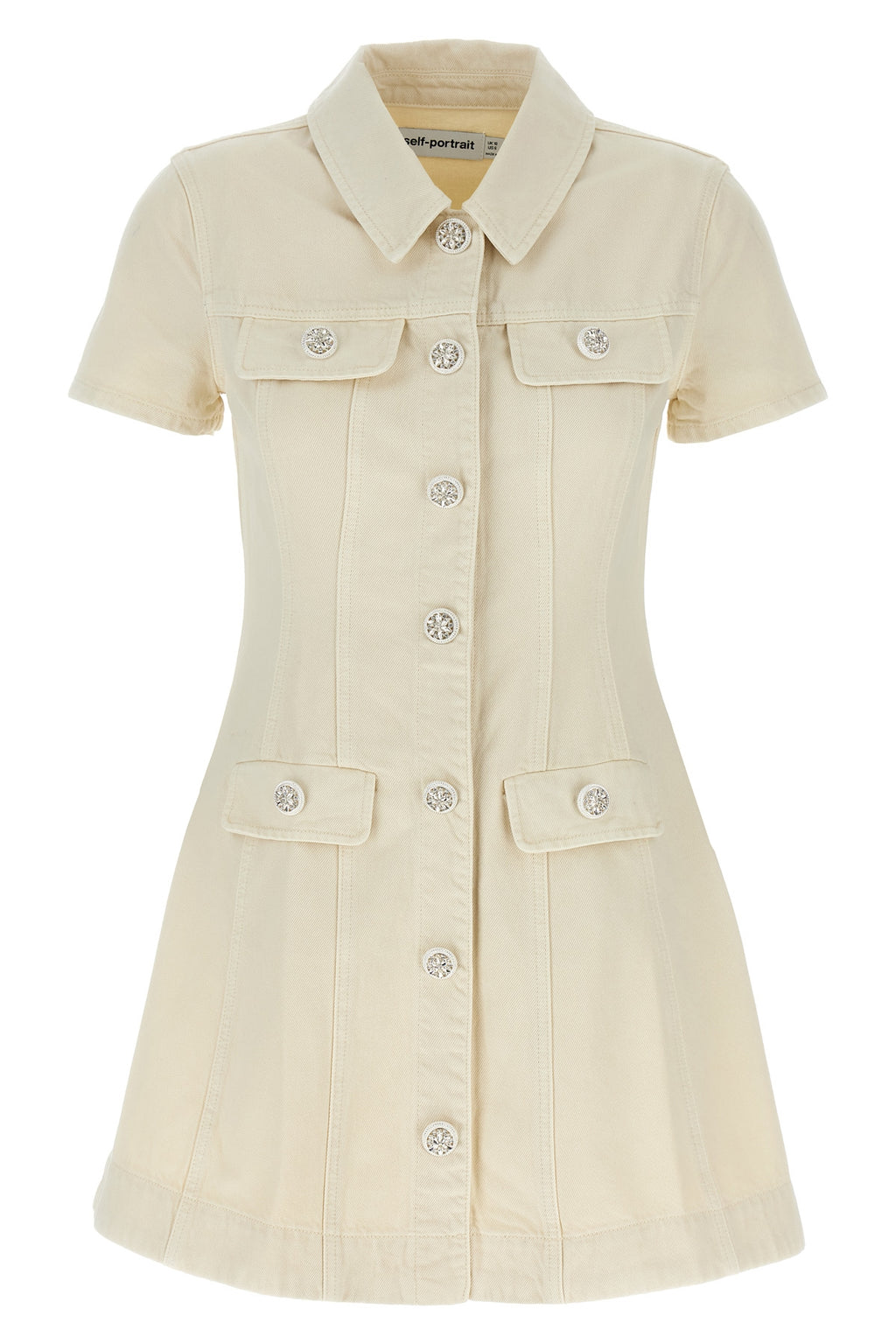 SELF PORTRAIT 'Cream Collared Denim Mini' dress For Women 100% cotton