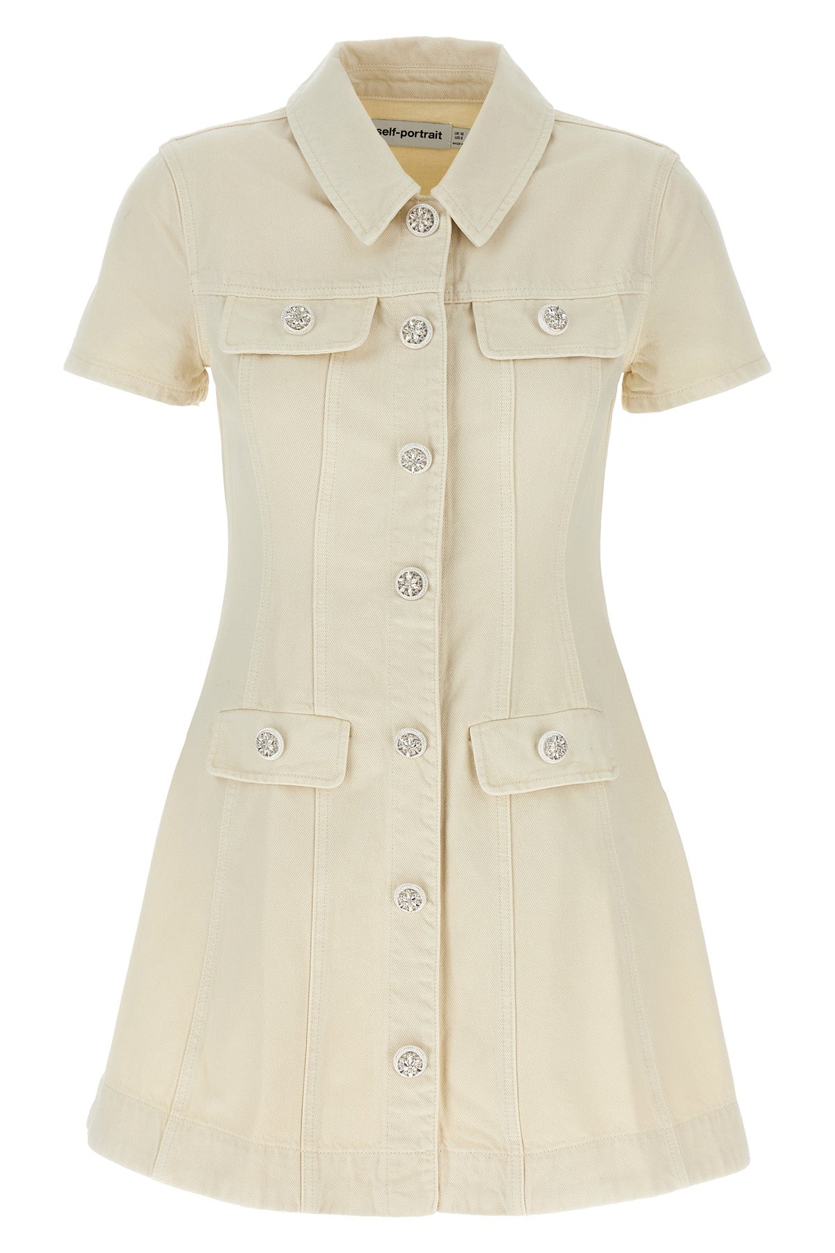 SELF PORTRAIT 'Cream Collared Denim Mini' dress For Women 100% cotton