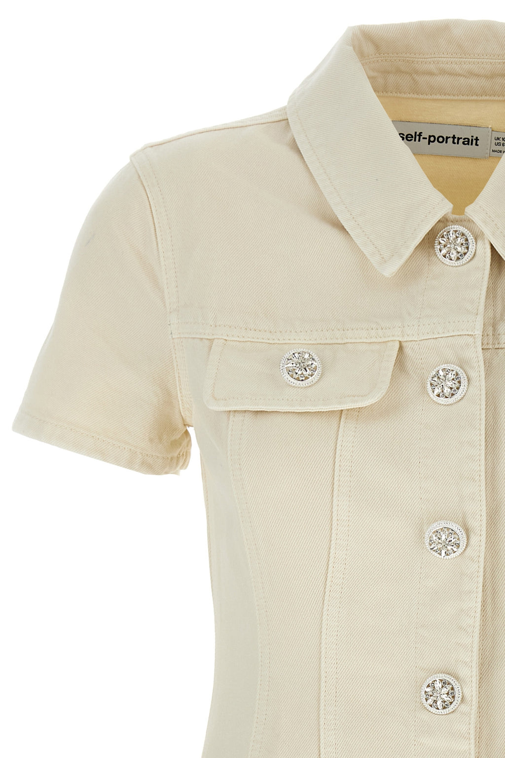 SELF PORTRAIT 'Cream Collared Denim Mini' dress For Women 100% cotton