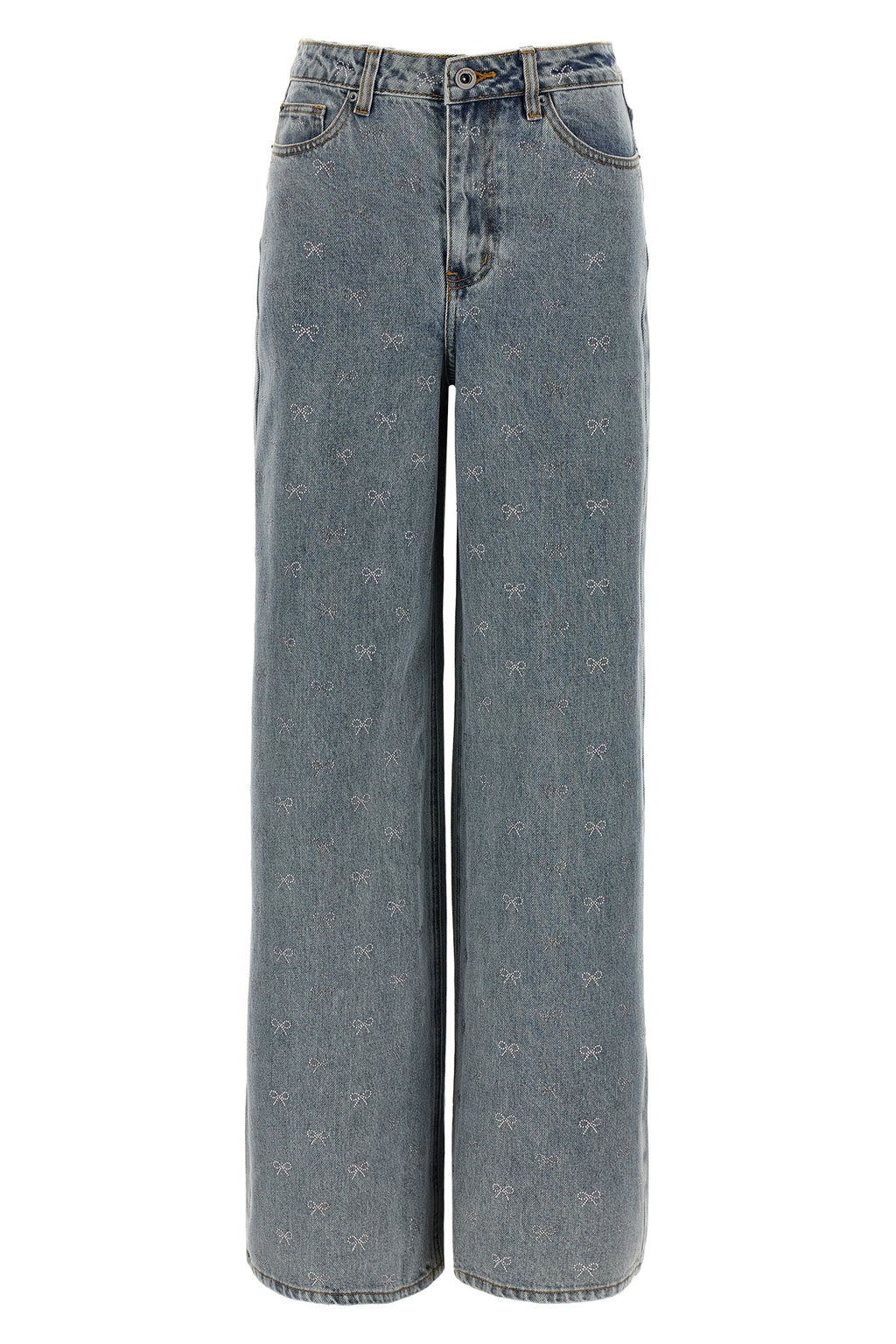 SELF PORTRAIT 'Light Blue Diamante Bow' jeans For Women 100% cotton