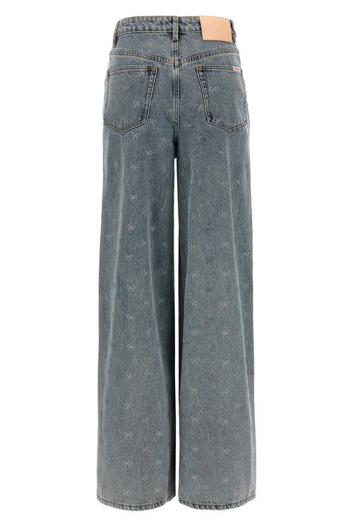 SELF PORTRAIT 'Light Blue Diamante Bow' jeans For Women 100% cotton