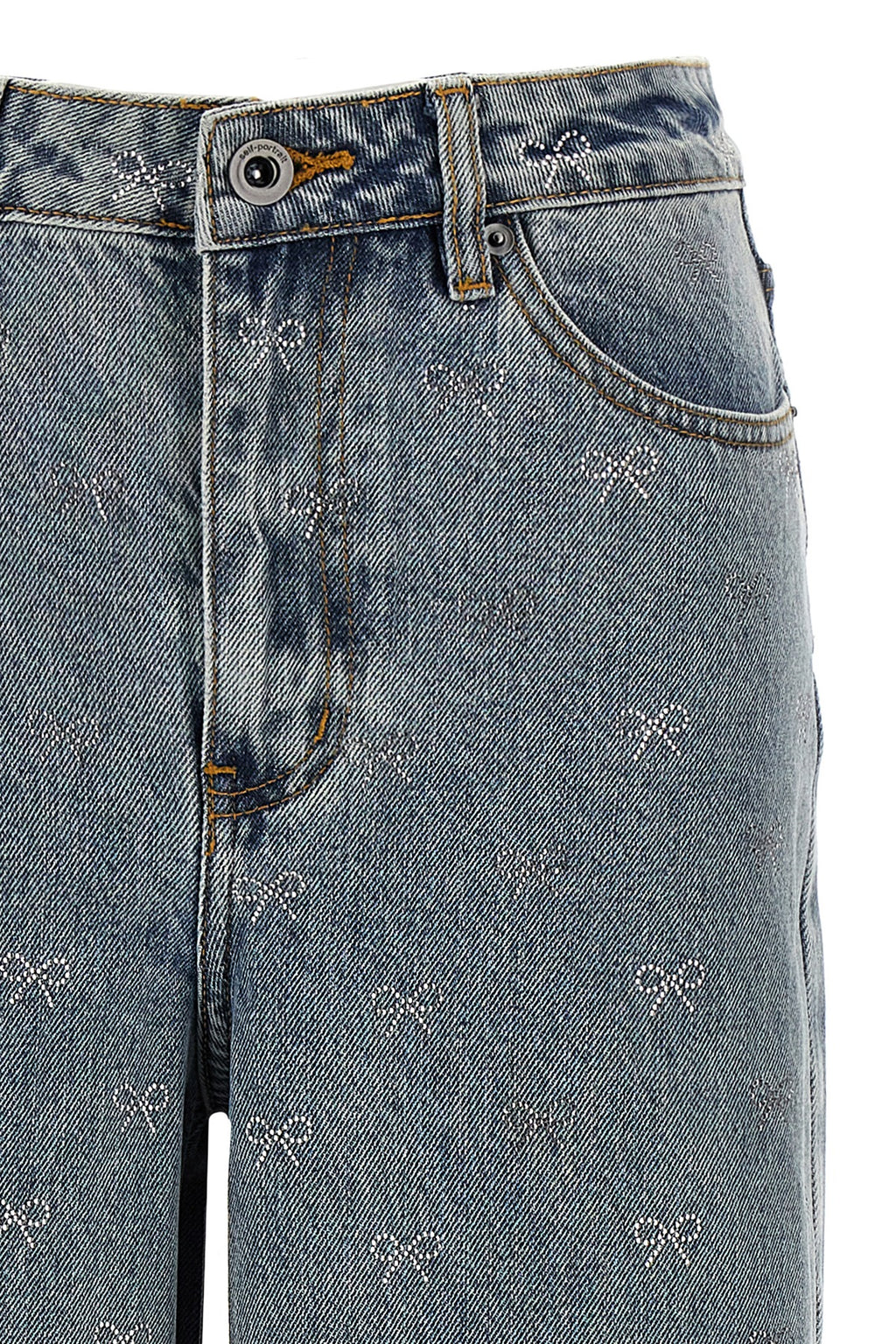 SELF PORTRAIT 'Light Blue Diamante Bow' jeans For Women 100% cotton