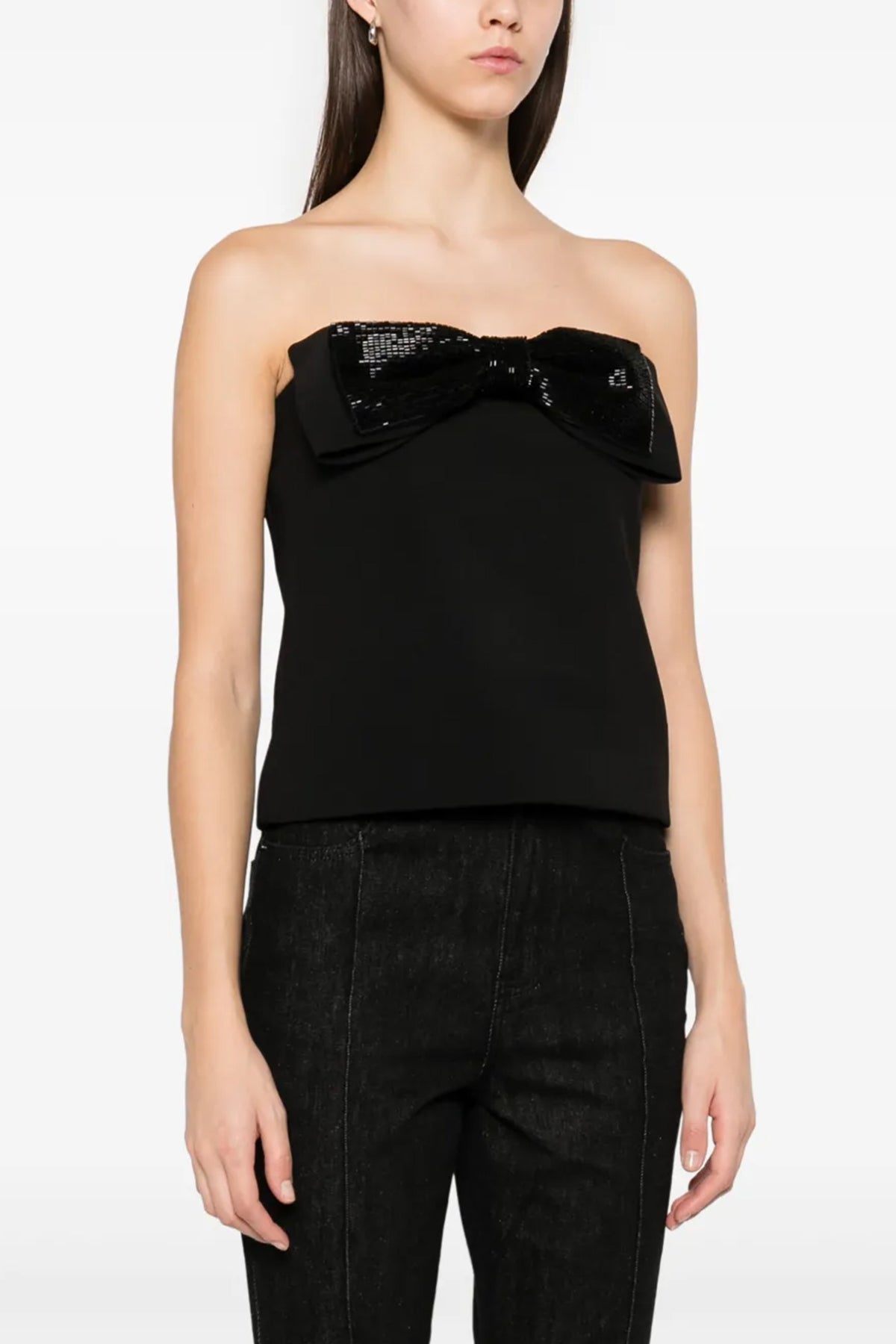 SELF PORTRAIT 'Black Crepe Bandeau' top For Women 100% polyester