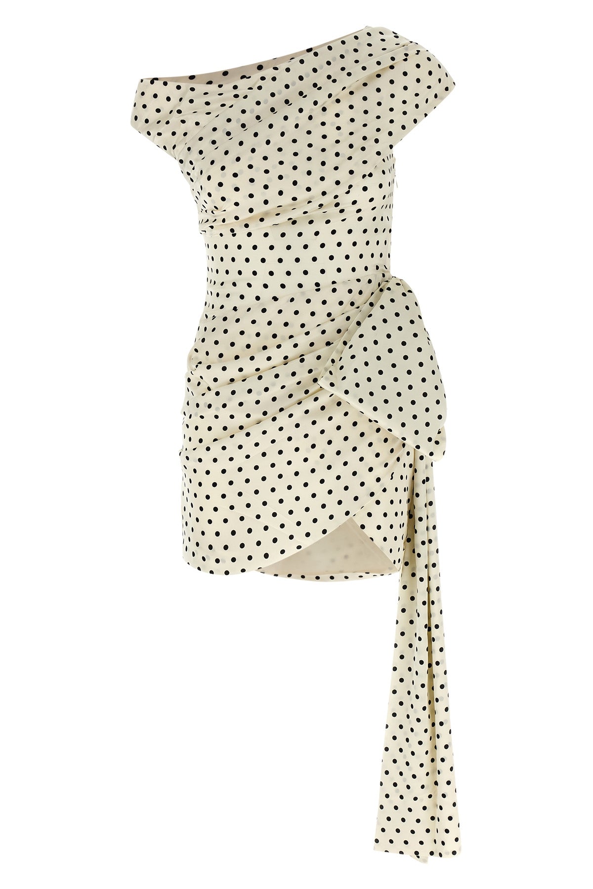 SELF PORTRAIT 'Polka Dot Satin Tie Side Mini' dress