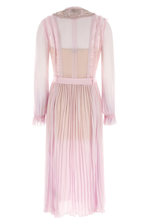 SELF PORTRAIT 'Pink Pleated Georgette Midi' dresses For Women 100% viscose