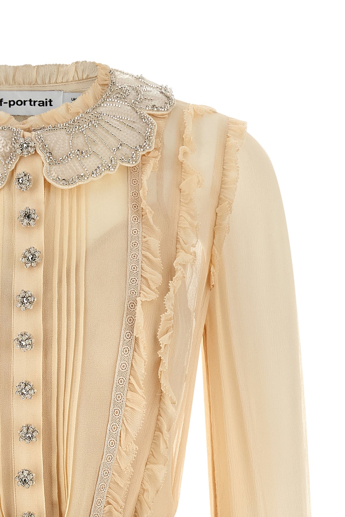 SELF PORTRAIT 'Tan Pleated Georgette Mini' dress