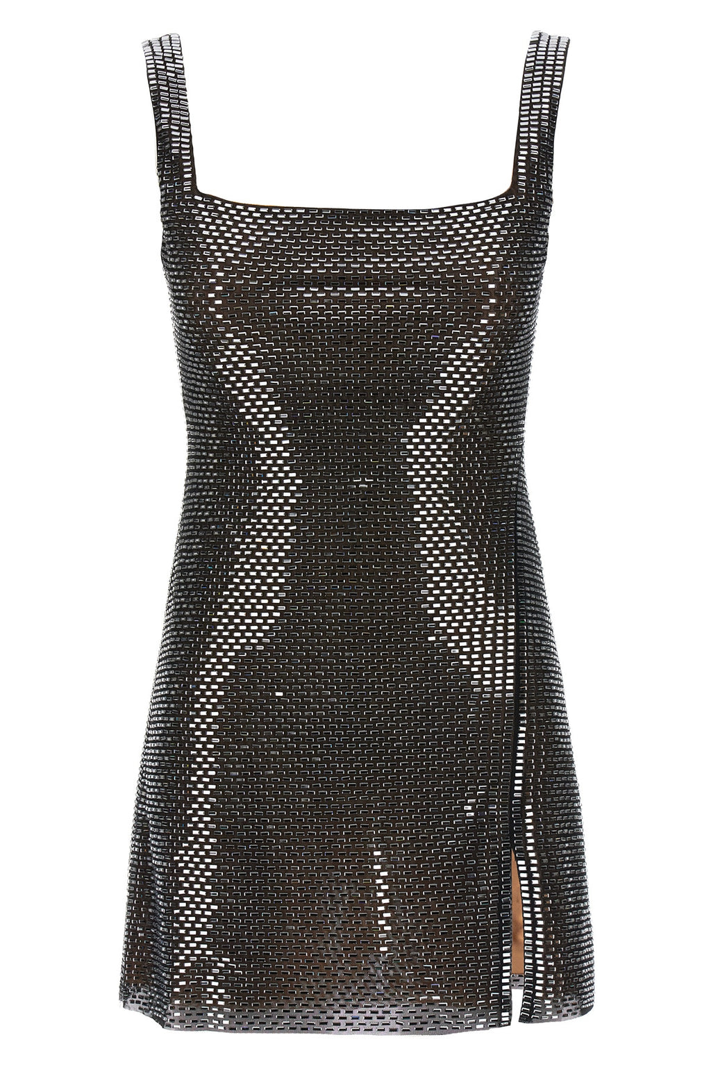 SELF PORTRAIT 'Gunmetal Rhinestone Mesh Mini' dress