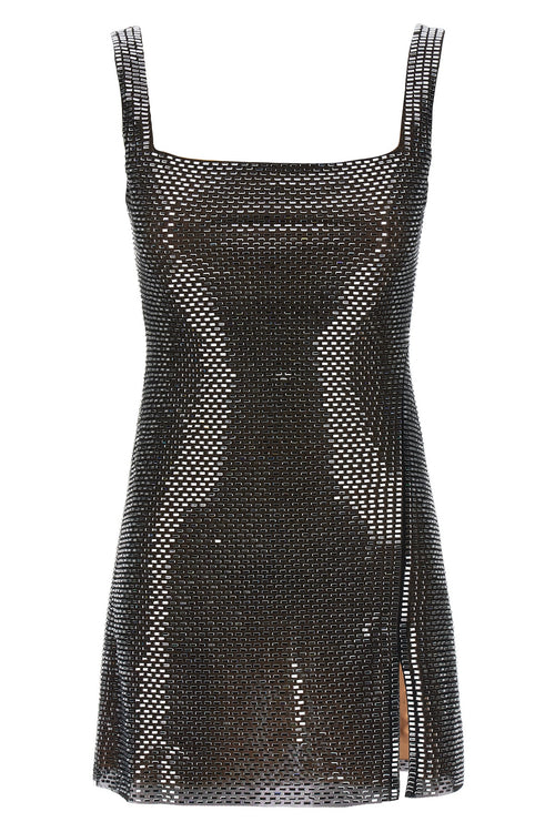 SELF PORTRAIT 'Gunmetal Rhinestone Mesh Mini' dress For Women 95% polyester 5% elastane