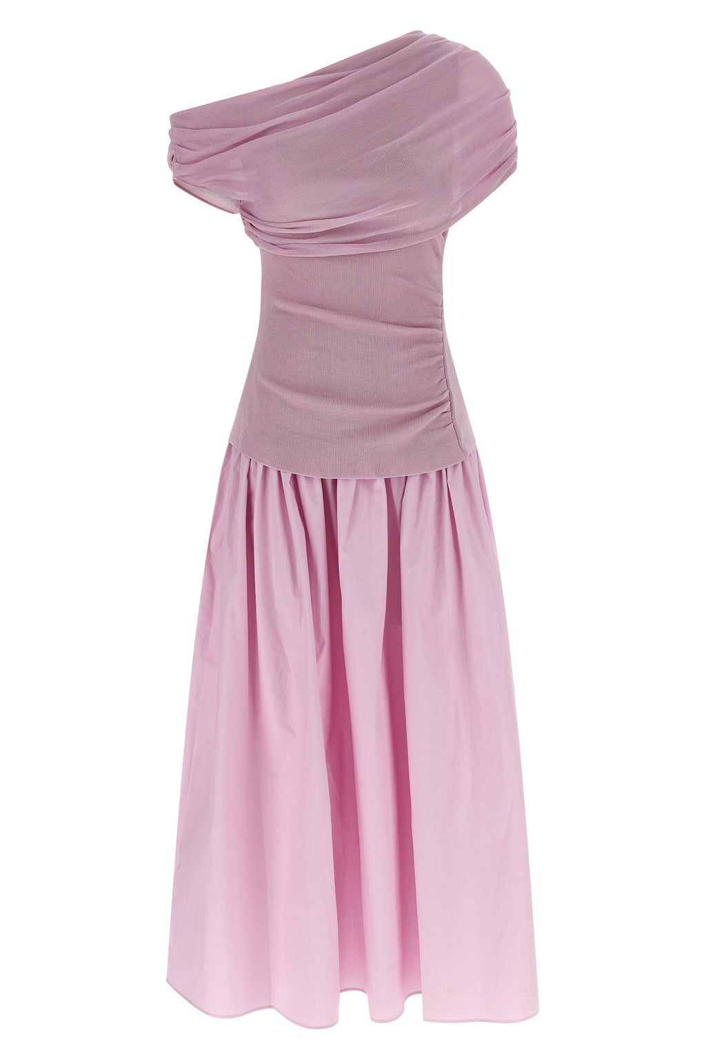 SELF PORTRAIT 'Pink Cotton Draped Knit Midi' dress For Women 79% viscose 17% cotton 4% polyamide